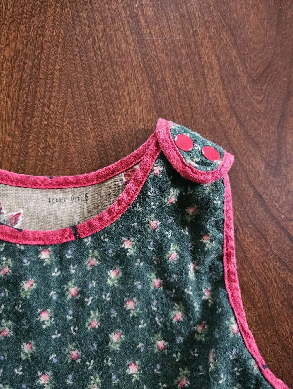 Rhino Rumba Reversible Floral & Leaf Dress 6M, Forest Green And Tan, Cottagecore - Picture 4 of 12